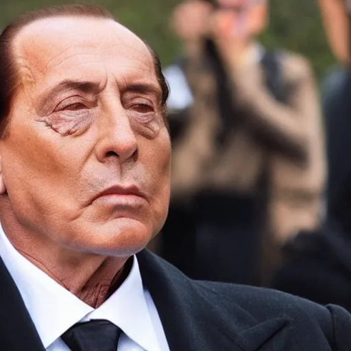 Prompt: silvio berlusconi smoking a cigarette through his left eye