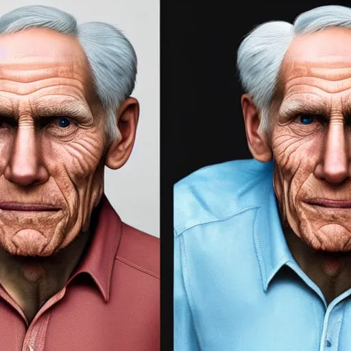 Image similar to A colored colorized real photograph of Jerma985 as an elderly guy, taken in the early 2020s, taken on a 2010s Camera, realistic, hyperrealistic, very realistic, very very realistic, highly detailed, very detailed, extremely detailed, detailed, digital art, trending on artstation, headshot and bodyshot, detailed face, very detailed face, very detailed face, real, real world, in real life, realism, HD Quality, 8k resolution, intricate details, colorized photograph, colorized photon, body and headshot, body and head in view