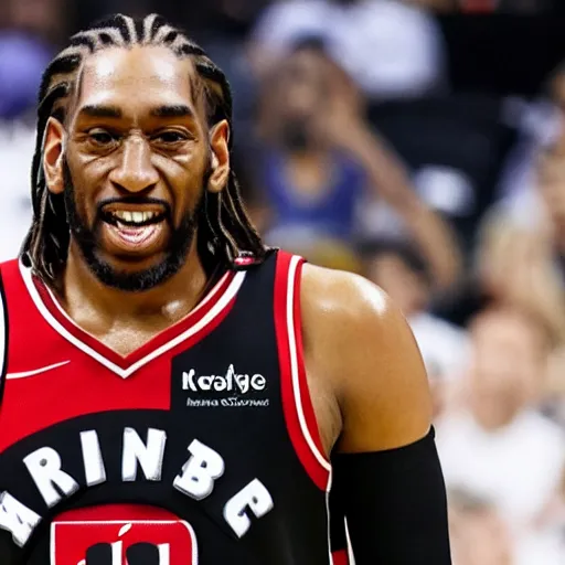Prompt: kawhi lenard as a muppet playing in the nba