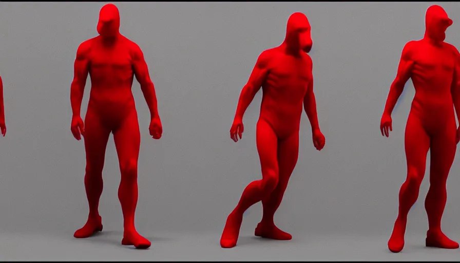 Image similar to invisible figure in red sheet, actionpose, photorealistic rendering, raytracing, volumetric lighting, cloth simulation, reflections, darkness, high contrast