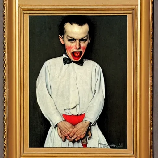 Image similar to Sad vampire, by Norman Rockwell.