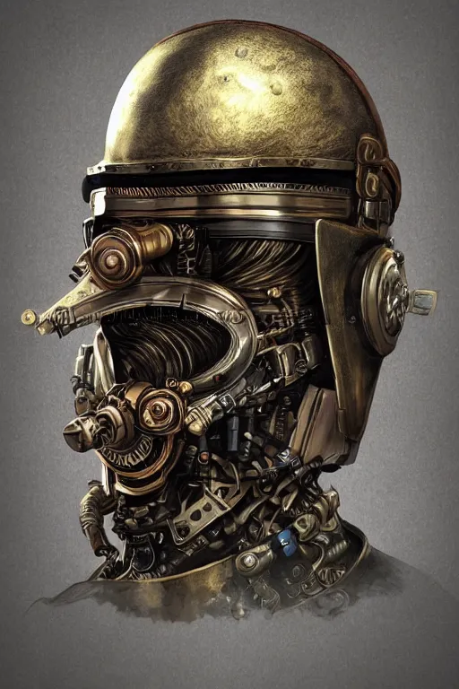 Image similar to steampunk helmet fantasy art mask robot ninja stylized digital illustration sharp focus, elegant intricate digital painting artstation concept art global illumination ray tracing advanced technology chaykin howard and campionpascale and cooke darwyn and davis jack