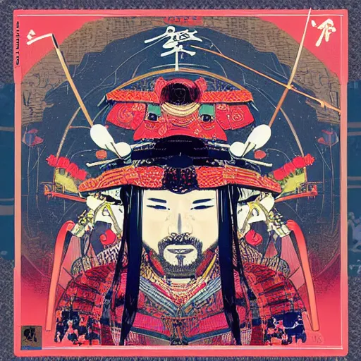 Prompt: samurai album art, poster, cover art