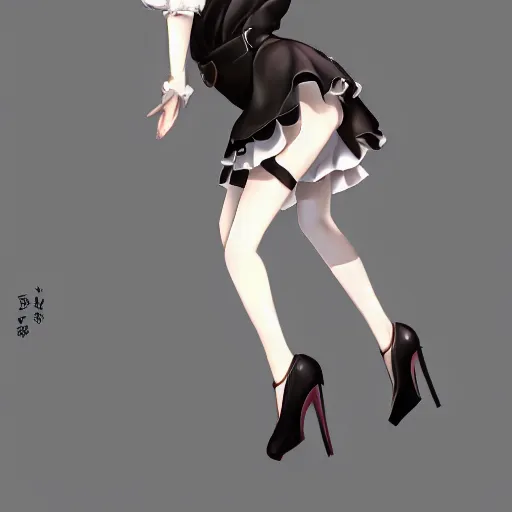 Image similar to luxury advertisement, astonishing portrait of a very beautiful anime schoolgirl with black bob hair, full perfect face, she is dancing. Realistic, highly detailed background, artstation, 120 degree view, drawn by Sasoura, Satchely and Akihiko Yoshida, no distortion