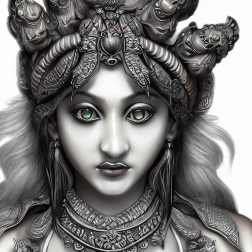 Image similar to photorealistic, highly detailed goddess of demons