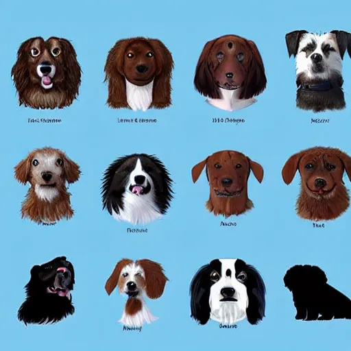 Image similar to set of logos in the form of different breeds of dogs