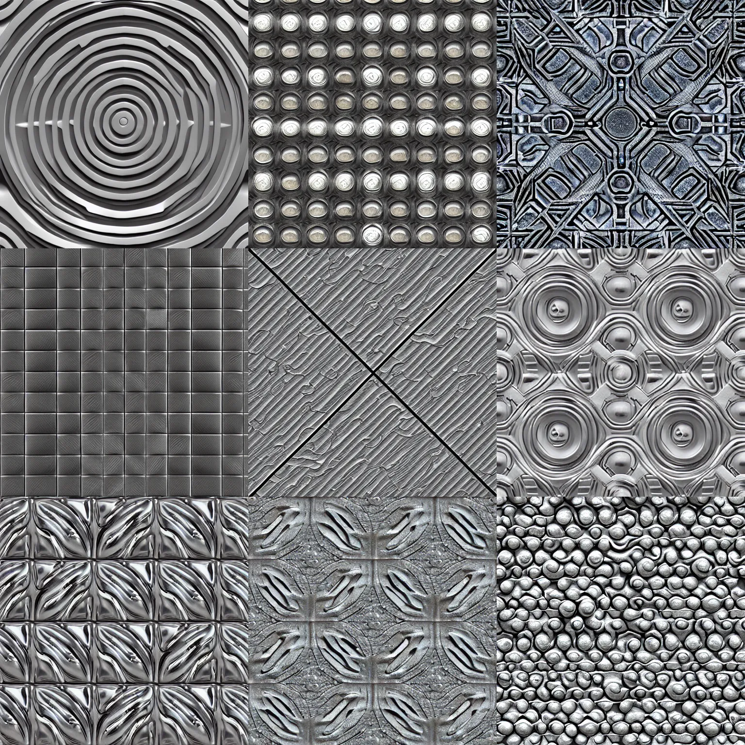 Prompt: infinity embossed blocky metal swirl ceiling texture, brutalist, recursive, 3d render, seamless texture