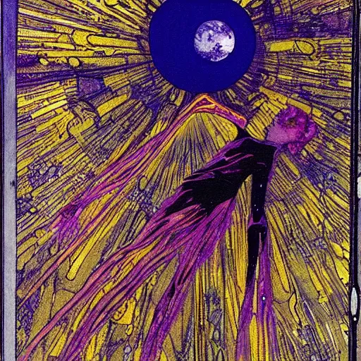 Prompt: Liminal space in outer space painting by Harry Clarke