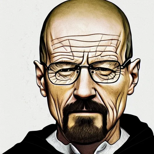 Image similar to a detailed portrait of walter white with face tattoos, art illustration, incredibly highly detailed and realistic, 8 k, sharp focus