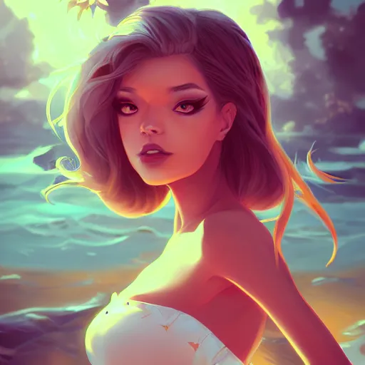 Prompt: a portrait of a beautiful bikini model, art by lois van baarle and loish and ross tran and rossdraws and sam yang and samdoesarts, digital art, highly detailed, intricate, sharp focus, Trending on Artstation HQ, deviantart, unreal engine 5, 4K UHD image