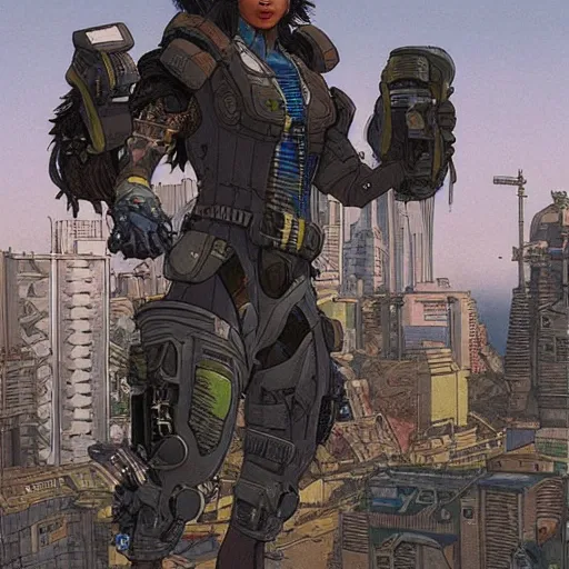 Image similar to ivan. Apex legends cyberpunk fitness. Concept art by James Gurney and Mœbius.