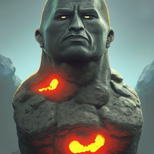 Image similar to Portrait of Dwayne Johnson as a stone golem, fierce and wild look, mattepainting concept Blizzard pixar maya engine on stylized background splash comics global illumination lighting artstation lois van baarle, ilya kuvshinov, rossdraws