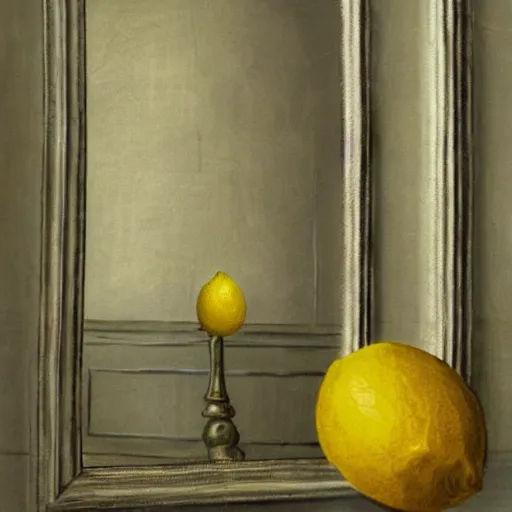 Image similar to a lemon, in a room of mirrors