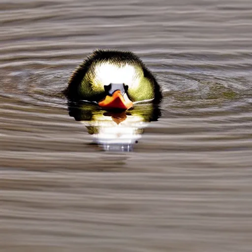 Prompt: optical illusion of a duck that looks like a woman when viewed upside down, high resolution