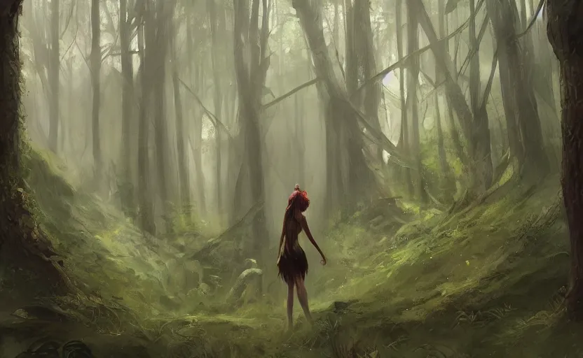 Image similar to A painting of a Forest Nymph trending on artstation in the style of Greg Rutkowski