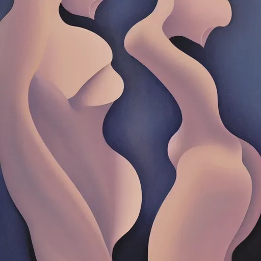 Prompt: Georgia O'Keefe painting of two does, romantic, feminine, curvy