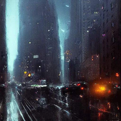 Image similar to make new york in night by greg rutkowski