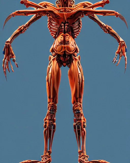 Prompt: full profile of evangelion xenomorph as vitruvian man by james jean and moebius, biomechanical, ultra wide angle, full body, no crop, golden ratio, ultra details, in the style of shusei nagaoka