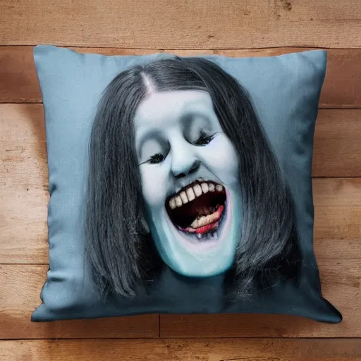 Prompt: photo of a creepy pillow