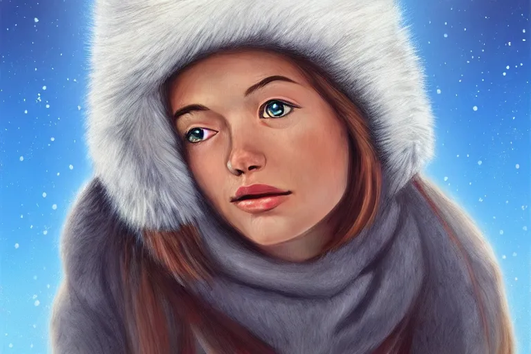 Image similar to a relaxed eskimo looking to the sky, alexy grey, digital art,