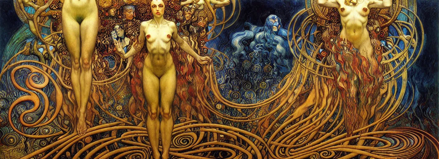 Image similar to Divine Chaos Engine by Karol Bak, Jean Delville, William Blake, Gustav Klimt, and Vincent Van Gogh, symbolist, visionary