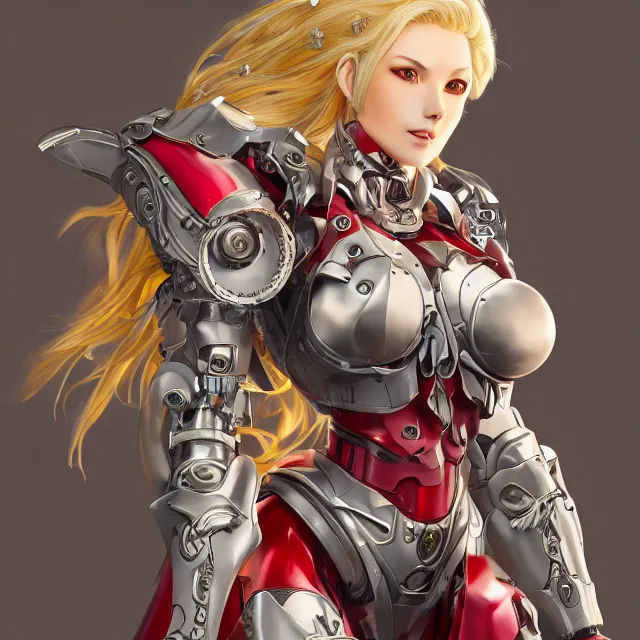 Prompt: studio portrait of lawful good colorful female holy mecha paladin absurdly beautiful, elegant, mature blonde playful gravure idol, ultrafine hyperrealistic detailed face illustration by kim jung gi, highly detailed faces, intricate linework, sharp focus, bright colors, matte, octopath traveler, unreal engine 5 highly rendered, global illumination, radiant light, intricate environment