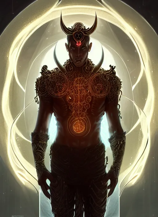 Image similar to symmetry!! concept art, full shot, sketch!! of a male demon, intricate, elegant, glowing lights, highly detailed, digital painting, artstation, glamour pose, smooth, sharp focus, illustration, art by artgerm and greg rutkowski, artey freytag