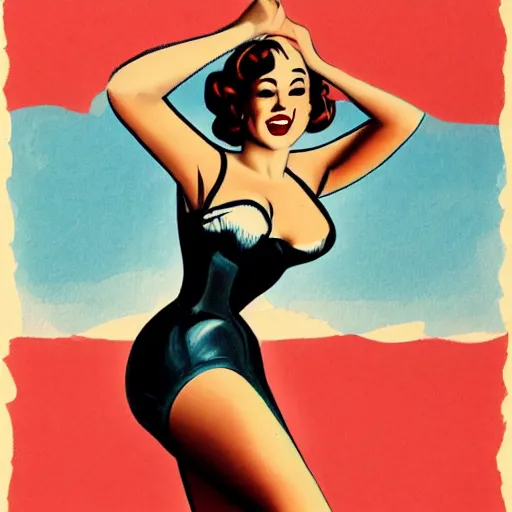 Image similar to a pinup in the style of olivia de berardinis.