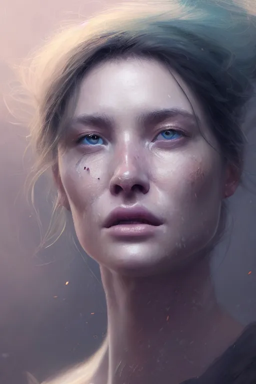 Prompt: ultra detailed close up facial portrait of lara worthington, extremely detailed digital painting, in the style of fenghua zhong and ruan jia and jeremy lipking and peter mohrbacher, mystical colors, rim light, beautiful lighting, 8 k, stunning scene, raytracing, octane, trending on artstation