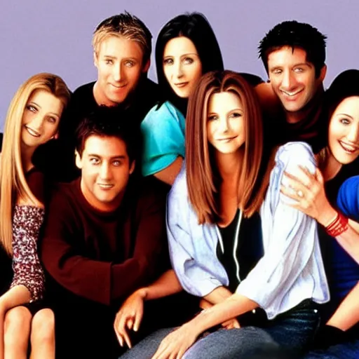 Prompt: the cast of friends 1 9 9 4, publicity photo