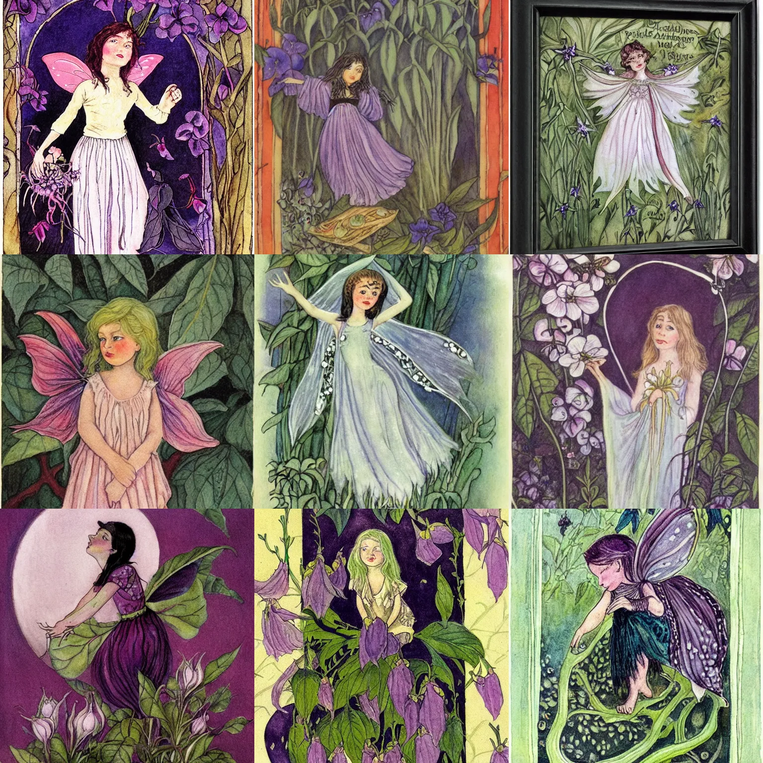 Prompt: nightshade belladonna fairy by Cicely Mary Barker
