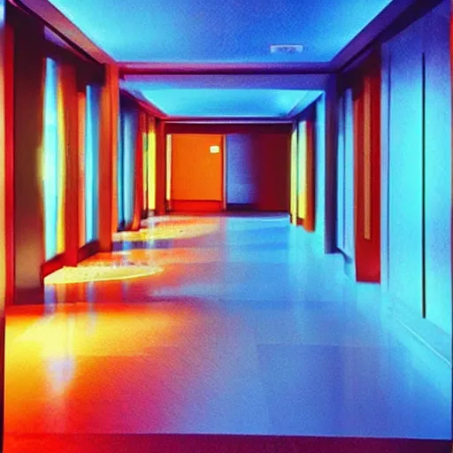 Prompt: “ humanoid reptoids walking down liminal hotel hallway, photorealism, vibrant color aesthetic, dreamlike ”