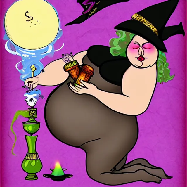 Prompt: fat witch smokin bong!dream fat witch smokin bong