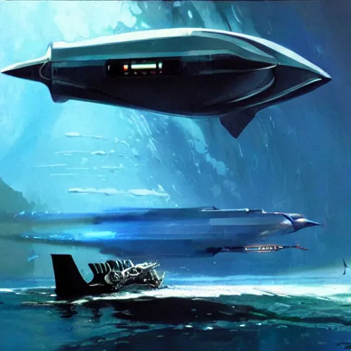 Image similar to robotic cyborg high fantasy robert mccall - orca submarine concept art by john berkey, futuristic, digital art trending on artstation, solarpunk