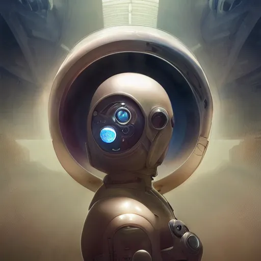 Image similar to beautiful delicate imaginative streamlined futuristic close up portrait of a tardigrade, sitting with elegant deadly looks, mechanical body on gold linings, smooth white and soft by ruan jia, tom bagshaw, alphonse mucha, krenz cushart, beautiful cyberpunk buildings in the background, epic sky, vray render, artstation, deviantart, pinterest, 5 0 0 px models