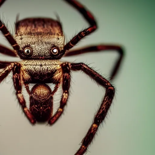 Image similar to macro lens photo of a spider, dynamic lighting, photorealistic, ultra detailed, stunning visuals, blur, studio photo, studio quality lighting, 8 k