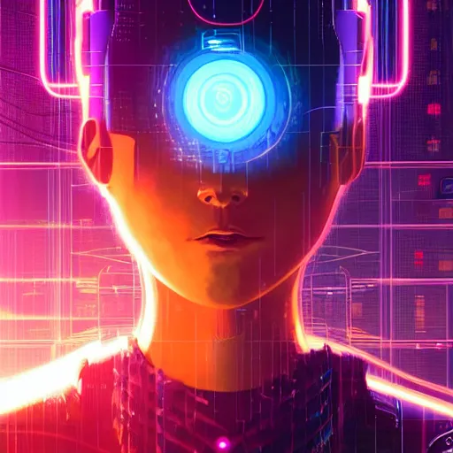 Image similar to a cyberpunk netrunner surrounded by a glowing computer interface, centered in the frame, cyberpunk concept art by Jean Giraud and josan gonzales, digital art, highly detailed, intricate, sci-fi, sharp focus, Trending on Artstation HQ, deviantart, 4K UHD image