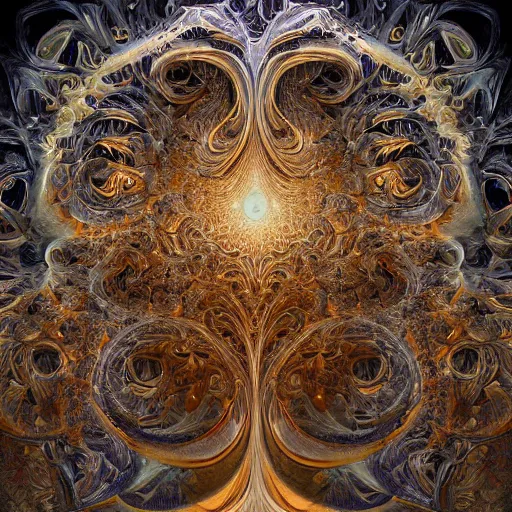 Image similar to a beautiful 3 d painting of a sprawling intricate fractal populated by mandelbrot fractals by android jones, carved, soap carving, white, volumetric lighting, dynamic lighting, dramatic lighting, high contrast, concept art, carved marble, opalescent, sacred geometry, religious, magic realism, catholicpunk, stark, trending on artstation