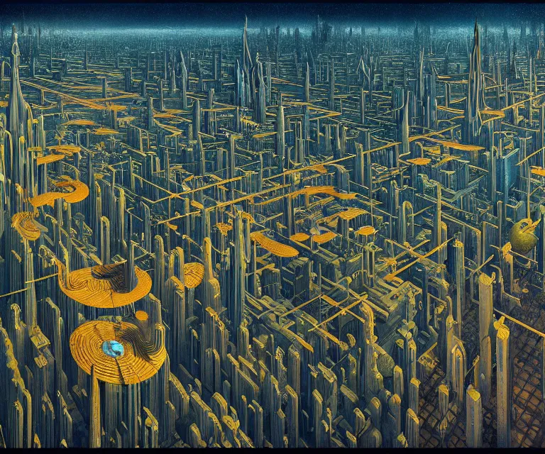 Prompt: hyper detailed 3d render like a Oil painting - advanced alien city at the bottom of the sea, by Jacek Yerka, Mariusz Lewandowski, Houdini algorithmic generative render, Abstract brush strokes, Masterpiece, Edward Hopper and James Gilleard, Zdzislaw Beksinski, Mark Ryden, Wolfgang Lettl, hints of Yayoi Kasuma, octane render, 8k