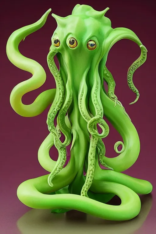 Image similar to figurine of cthulu wearing an elegant summer blouse, personification, official store photo, commercial photo, featured on amiami, lovecraftian, cosmic horror, 8 k, 8 5 mm, beautiful composition