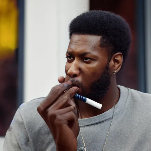 Image similar to lebrom james smoking a cigarette