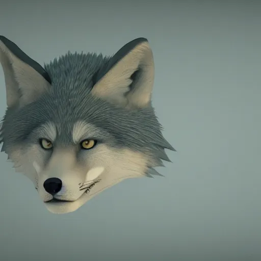 Image similar to character design, anthropomorphic wolf wearing fox mask, in the style of killian eng kawase hasui, artstation trending, 8 k, photorealistic, volumetric lighting caustics, surreal