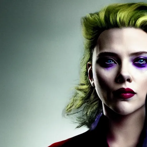 Image similar to Scarlett Johansen playing The Joker movie poster hdr