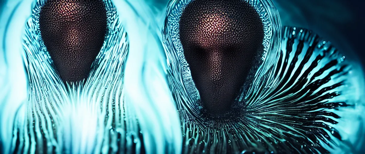 Image similar to hyperrealist highly detailed english medieval portrait of high fashion archangel trapped in ferrofluid sinkhole ferrofluid alien liquid, radiating atomic neon corals, veiny network growth with ghostly ghost translucent ghost armor, concept art pascal blanche dramatic studio lighting 8k wide angle shallow depth of field