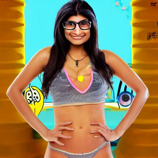 Prompt: Mia Khalifa as a Sandy from SpongeBob