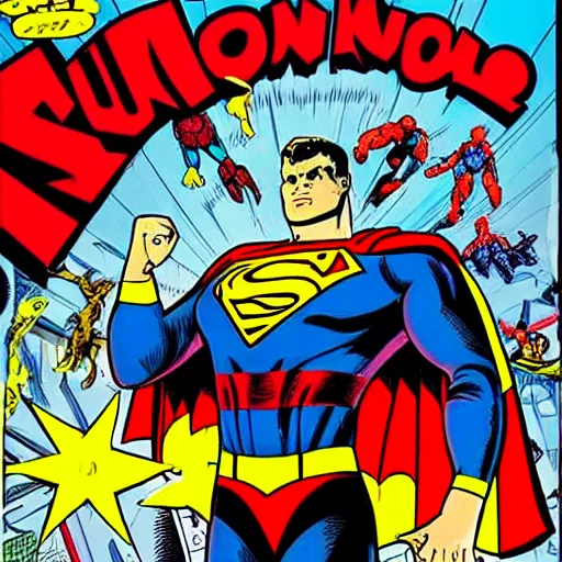 Image similar to a comic book super hero who is just really good at pinball and throws pinball machines he has a long cape his left hand is missing and instead is a launcher from a pinball machine, 4k, highly detailed, heroic pose, graphic novel, bright colors, dark lines