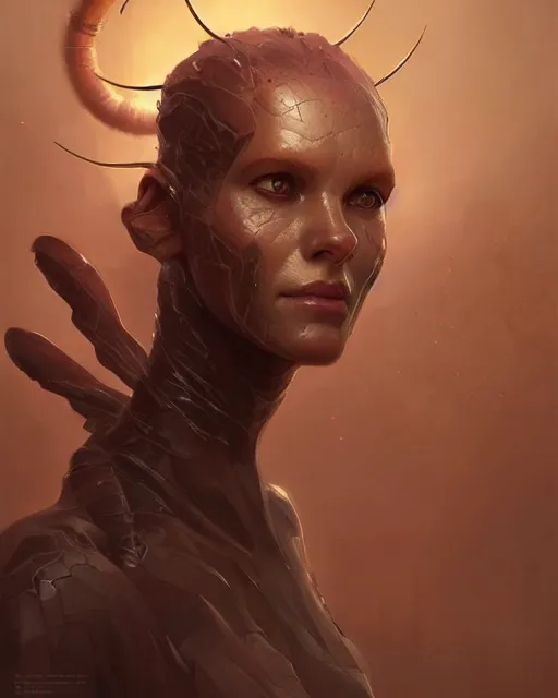 Prompt: professional ominous concept art portrait of a wasp - human chimera character by artgerm and greg rutkowski. an intricate, elegant, highly detailed digital painting, concept art, smooth, sharp focus, illustration, in the style of simon stalenhag, wayne barlowe, and igor kieryluk.