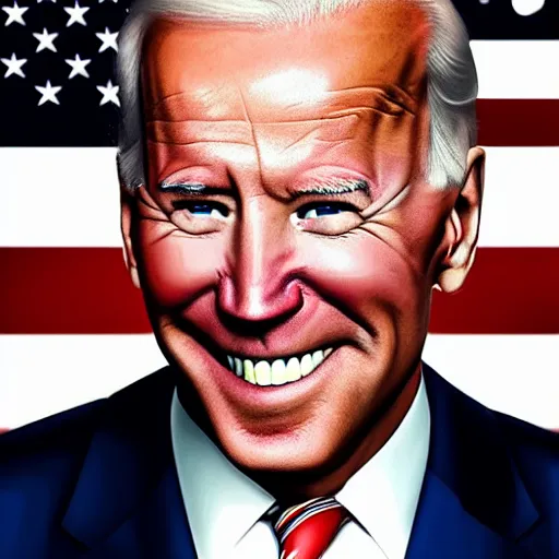 Prompt: joe biden with laser eyes and a dark background