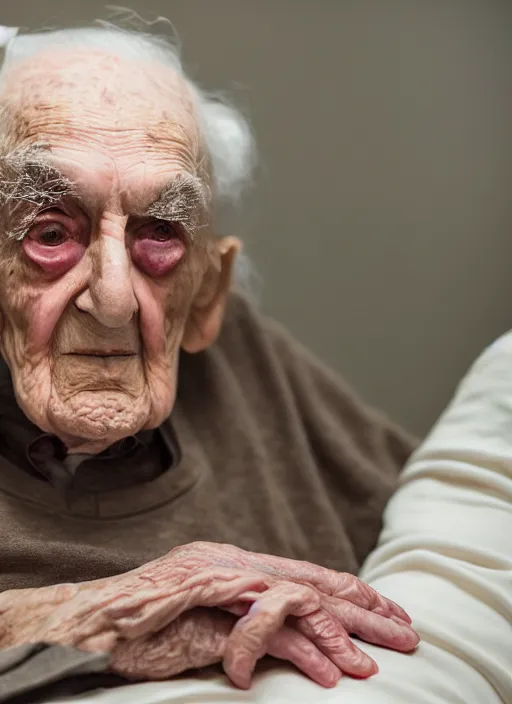 Image similar to DSLR photo portrait still of 93 year old age 93 Stanley Kubrick at age 93!!!, 85mm f1.8