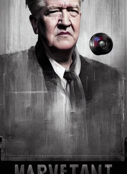 Prompt: a poster of david lynch in the marvel cinematic universe, portrait, official marvel media, poster artwork, highly detailed, 4 k